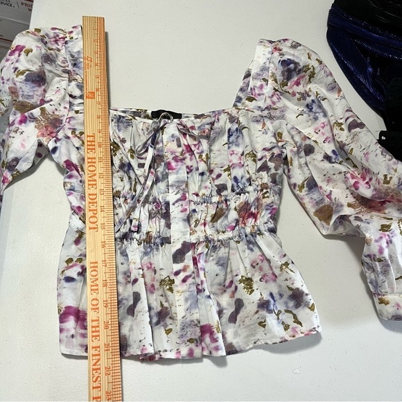 J. Crew Flora Obscura Cinched Waist Top Kaleidoscope Floral Size 4 E2 - Picture 8 of 9